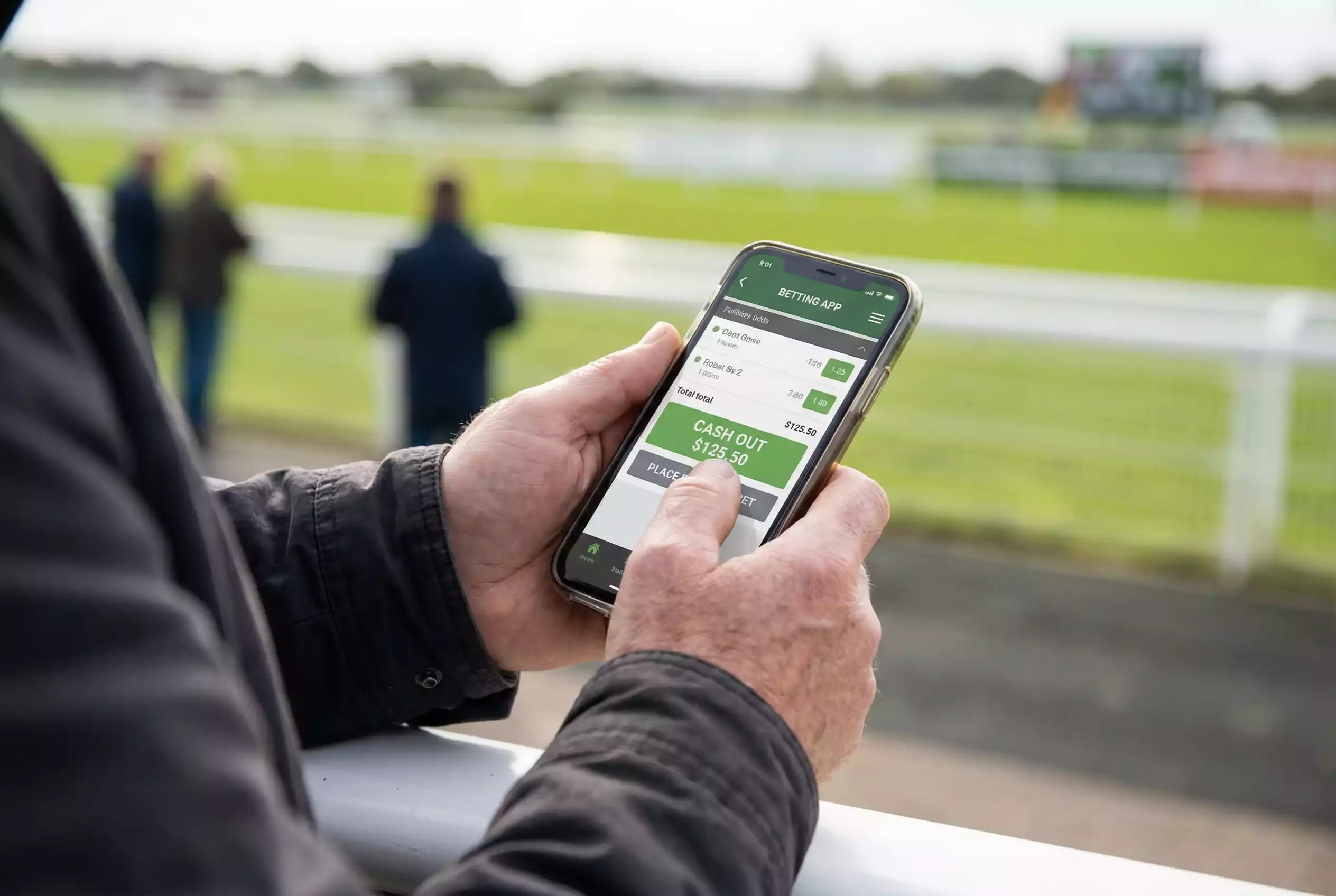 Punter looking at cash out option on betting app screen