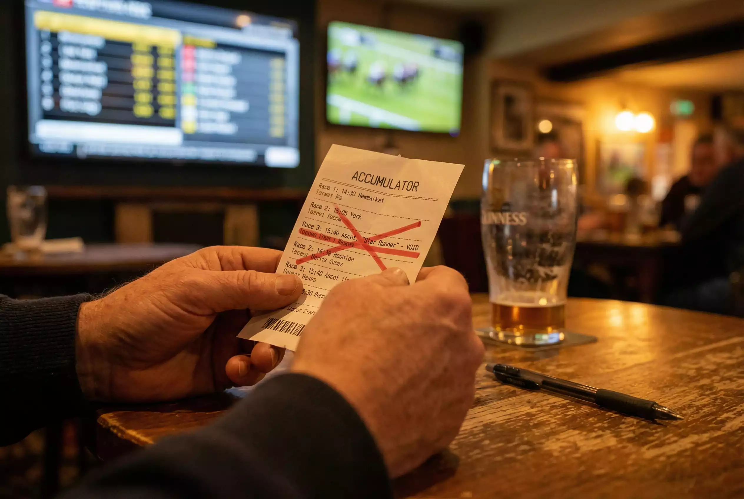Non runner in accumulator — betting slip with multiple horse racing selections